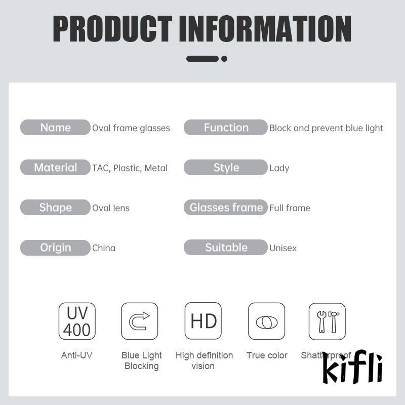 [KD] Berubah Warna Putih Flat Lensa Blueray Oval Frame Kacamata Anti Blueray Kacamata Optik
