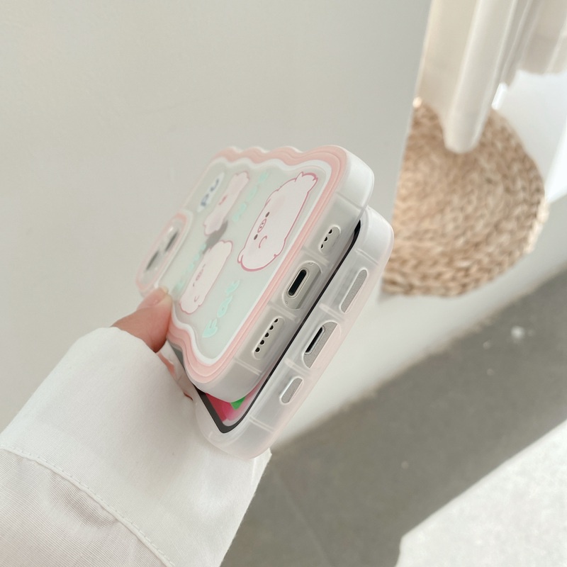 Cute！Pink Little Pig Wave Soft Case OPPO A9 A5 A53 A33 2020 F11 A57 2022 A77 2022 A3S Realme C1 A55 A56 A55S A72 A93 A93S A97 Reno 7Z 5 6 7 8 Pro + 5G INS Clear Casing