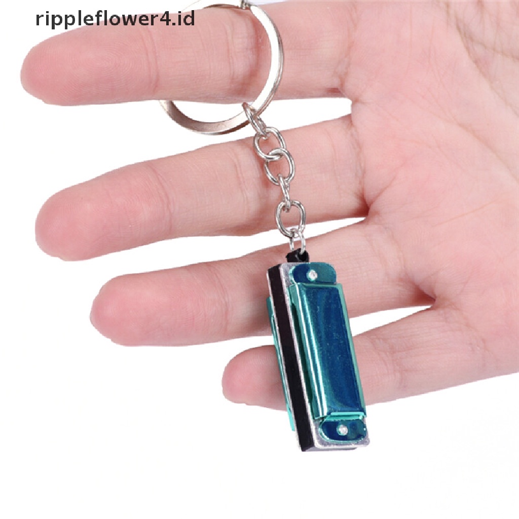 {rippleflower4.id} Warna Random Gantungan Kunci Harmonika Mini Mulut Organ Keyring Tergantung Rad Silver Nada~