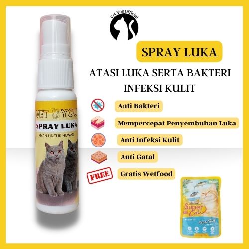 Spray Luka Kucing - Obat Semprot Koreng Borok Buduk Luka Luar Kucing