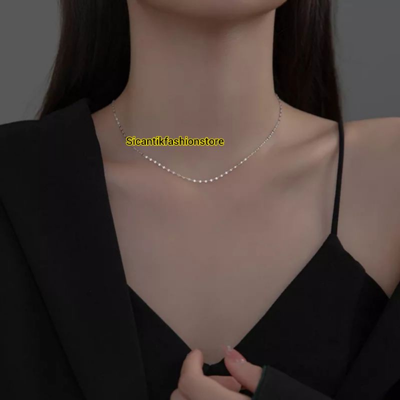 KALUNG TITANIUM WANITA PECAH KOPI TRENDING 3 WARNA GOLD SILVER ROSE GOLD ASLI TITANIUM ANTI KARAT SELAMANYA KALUNG WANITA KOREA VINTAGE TRENDING FASHION WANITA KOREA KALUNG WANITA