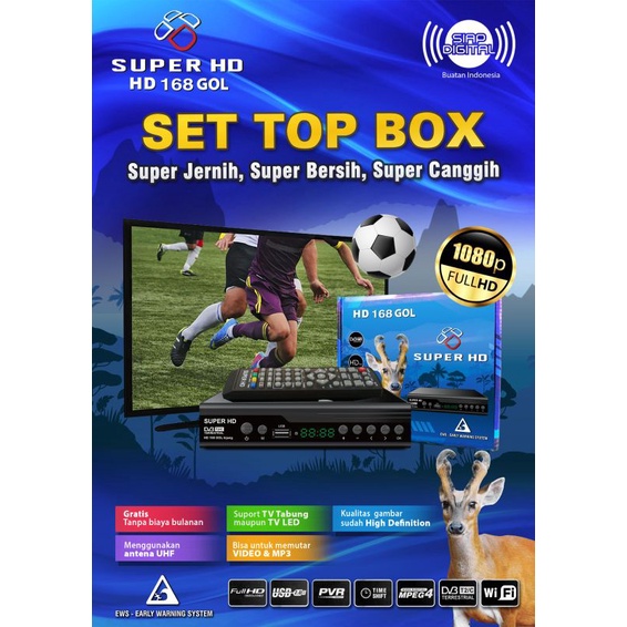 Set Top Box STB Tv Ber SNI  / STB Untuk TV Digital SUPER HD KIJANG 168 Gol DVB t2 makassar