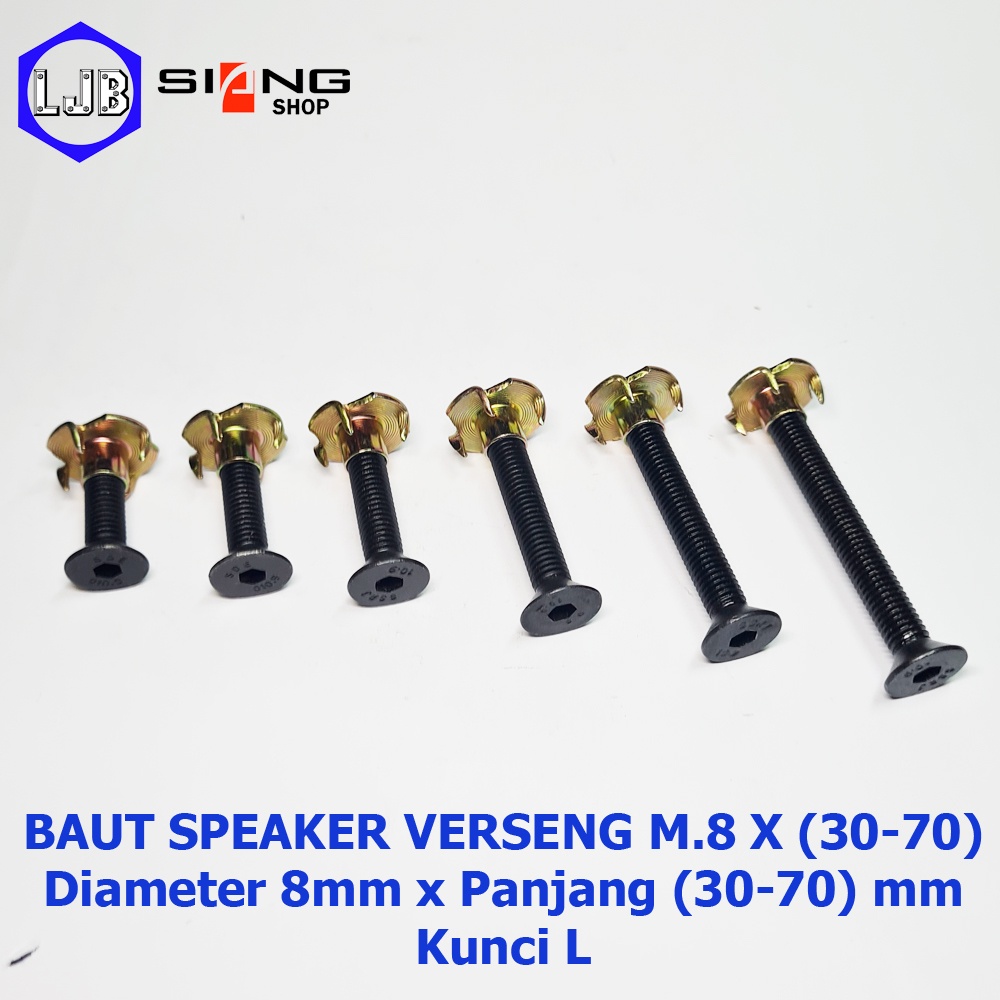 Baut Speaker Cakar JF L Verseng M8 panjang 30 sd 70 mm