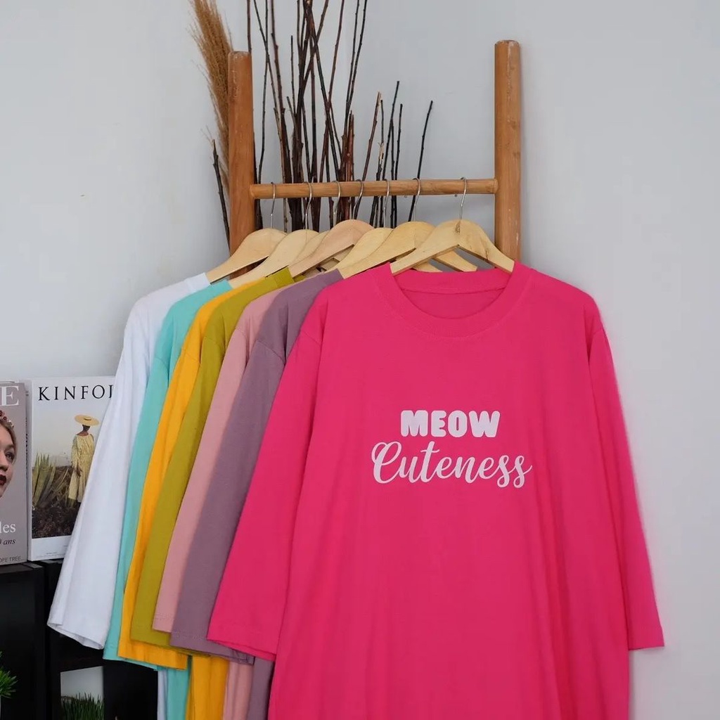 MEOW MIDI DRESS BAHAN KAOS KATUN COMBED 24s MOTIF POLOS APLIKASI SABLON UKURAN M L XL XXL LD 100  - 120 CM MIDI DRESS WANITA TERBARU 2023 KEKINIAN LONG TUNIK JUMBO BAJU KAOS OVERSIZE LENGAN PANJANG GAMIS MIDI DRESS CASUAL PREMIUM