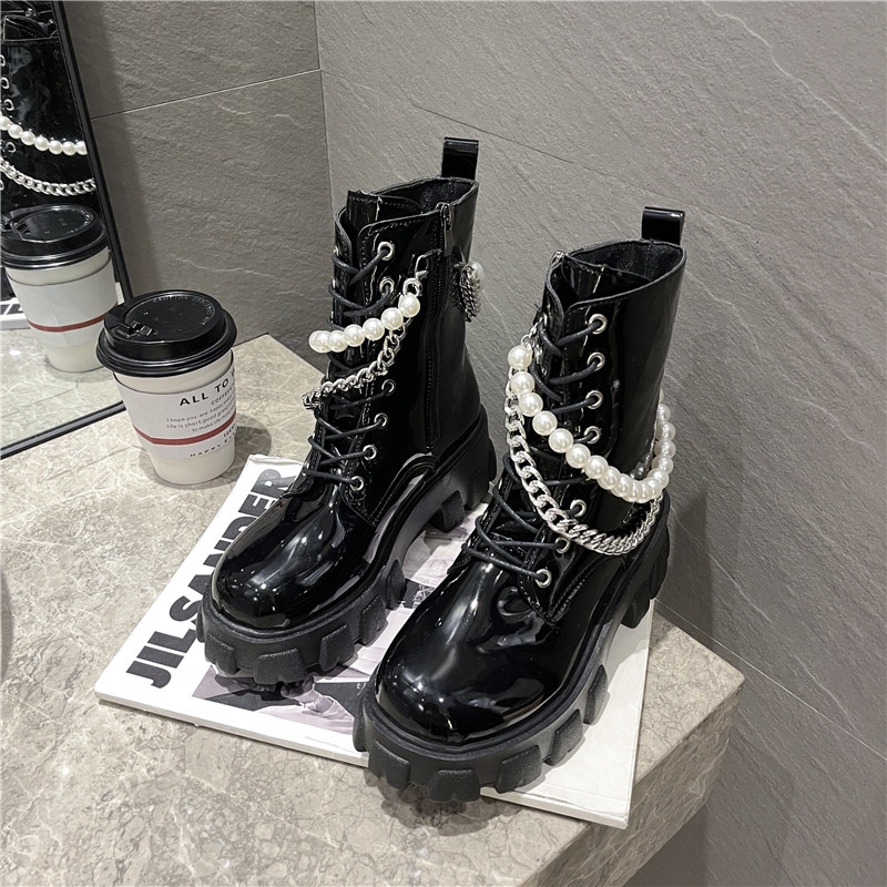 RYS - Dolly Pearls Sepatu Hak Boots Wanita Fashion Casual / Jalan Jalan - Ori Import