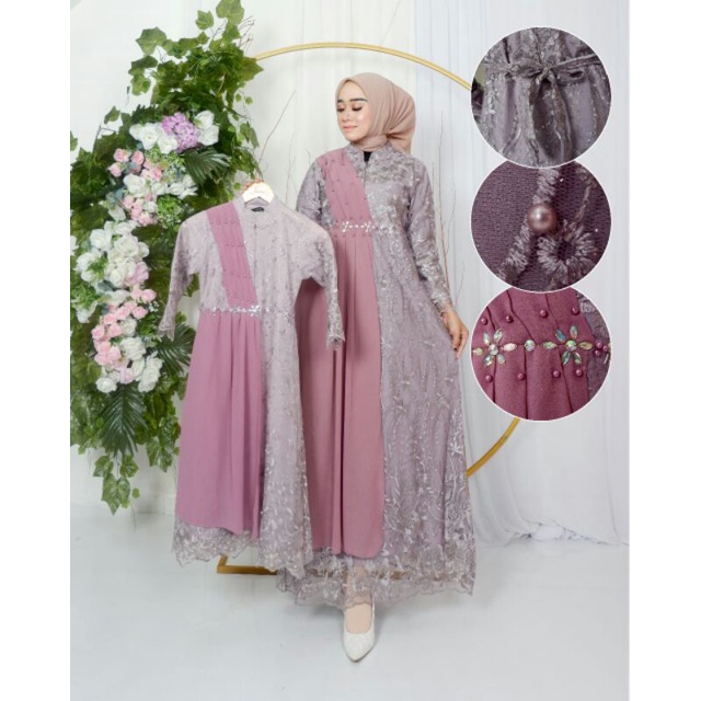 Gamis Brokat Couple Ibu Anak Terbaru Kekinian
