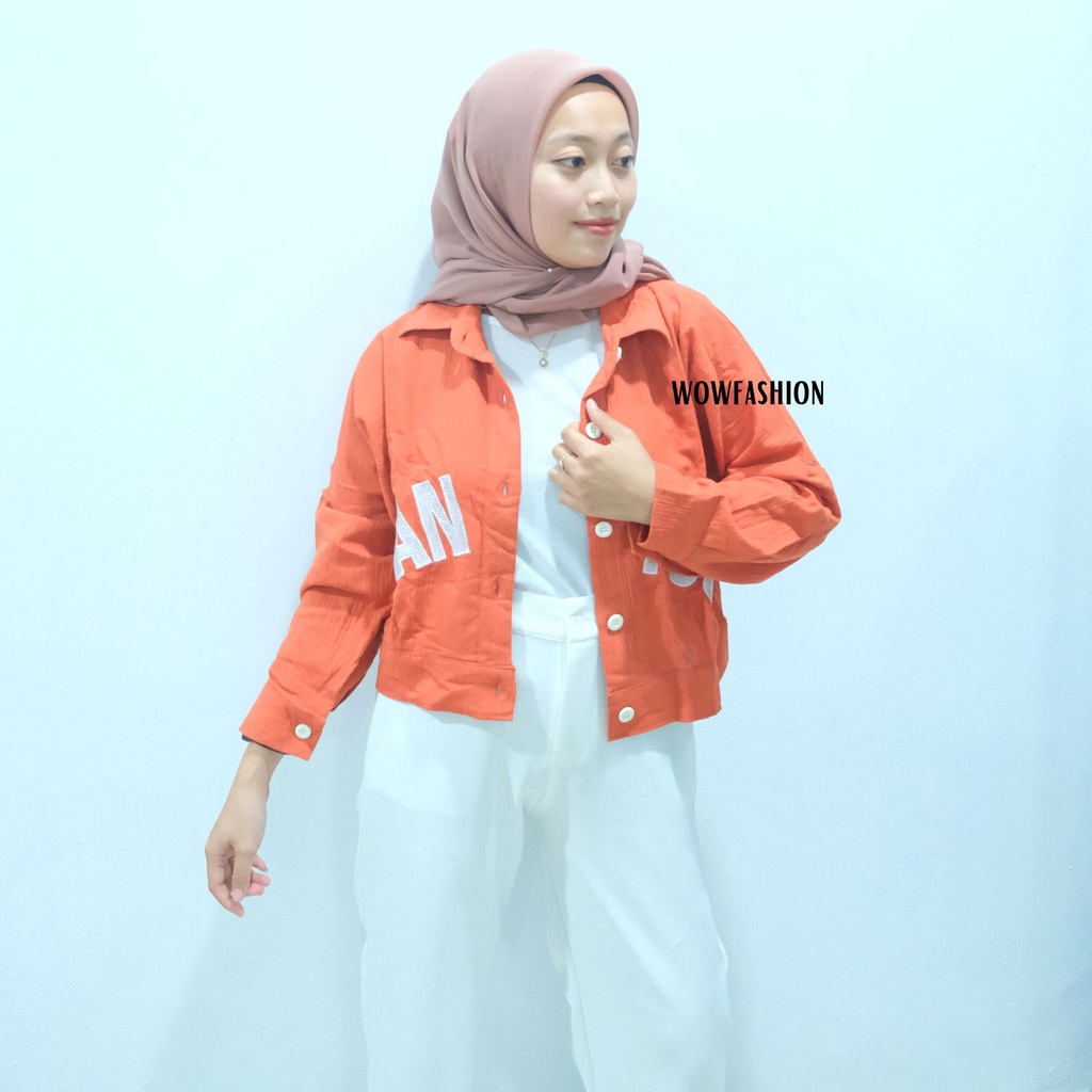 WOW-Aletha Kemeja Crop - Kemeja Bordir - Atasan Wanita