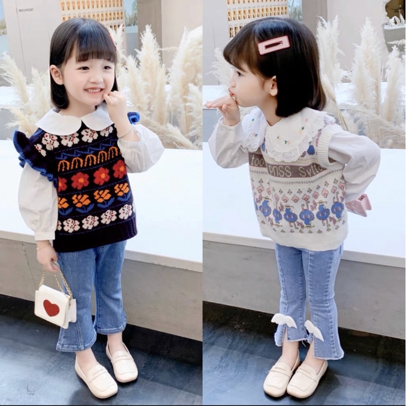 SET JEANS ROMPI RAJUT GIRL PREMIUM IMPORT