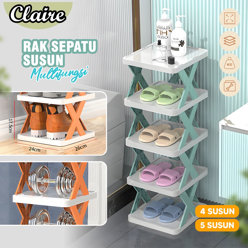 Rak Sepatu Silang / Shape Non Slip / Rak Sepatu Premium / Rak Sepatu 5 Susun