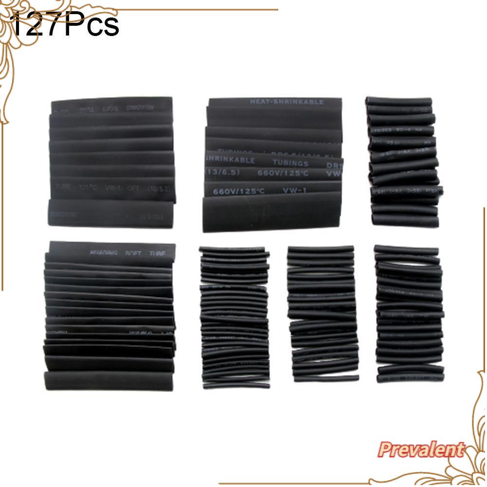 Preva 127PCS Heat Shrink Sleeving Protection Isolasi Listrik Bungkus Kawat 2: 1hitam