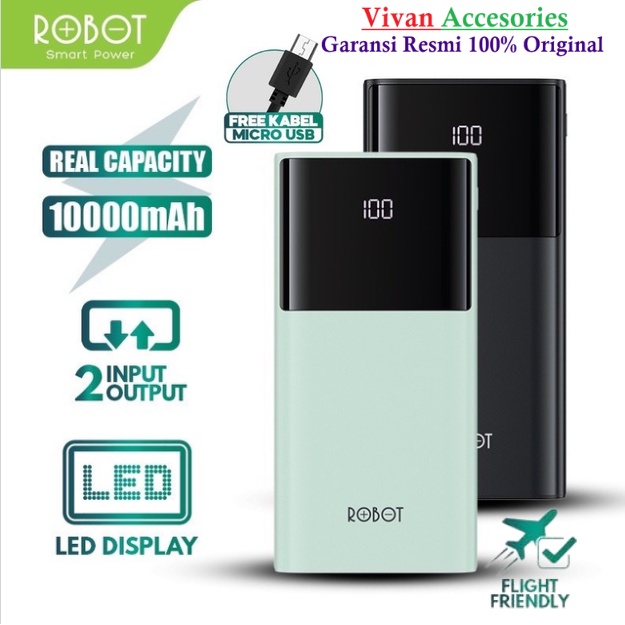 Powerbank Robot RT-190 RT190 10000mAh Dual Input 9 Smart Protaction Original