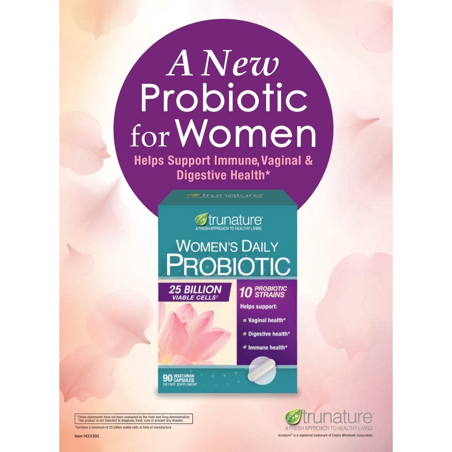 Trunature Women Daily Probiotic 25 Bil Cell 10 Pro Strains 90 Veg Caps