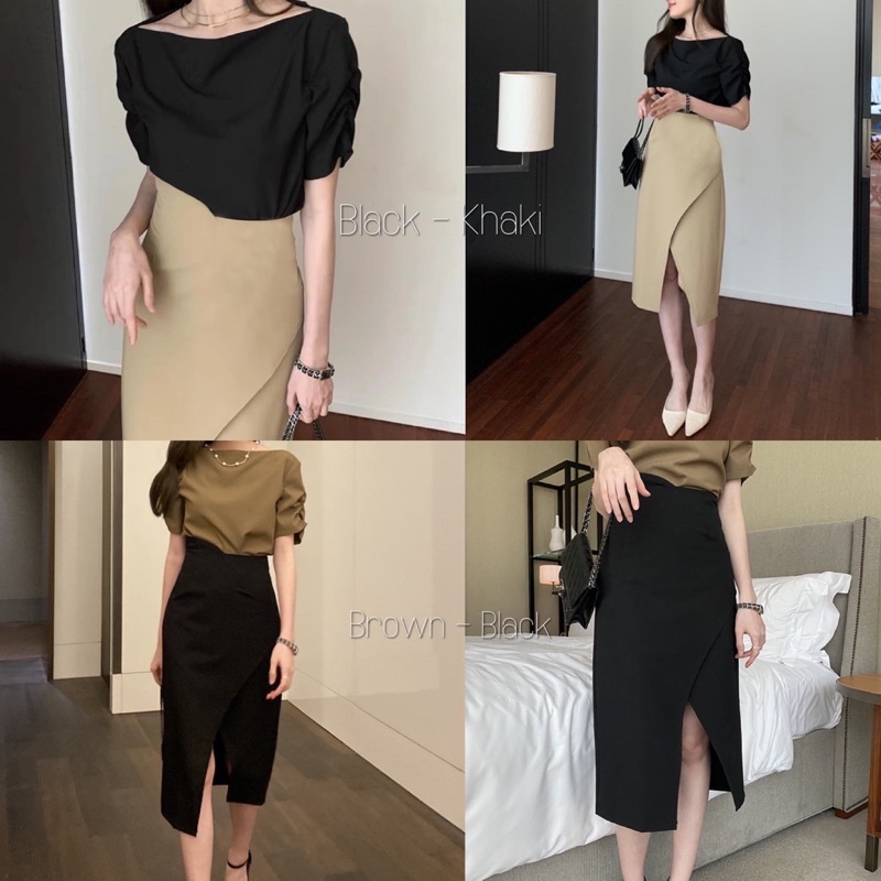 SET0959 BREE KOREAN STYLE VINTAGE SET CASUAL FORMAL SETELAN ROK ATASAN