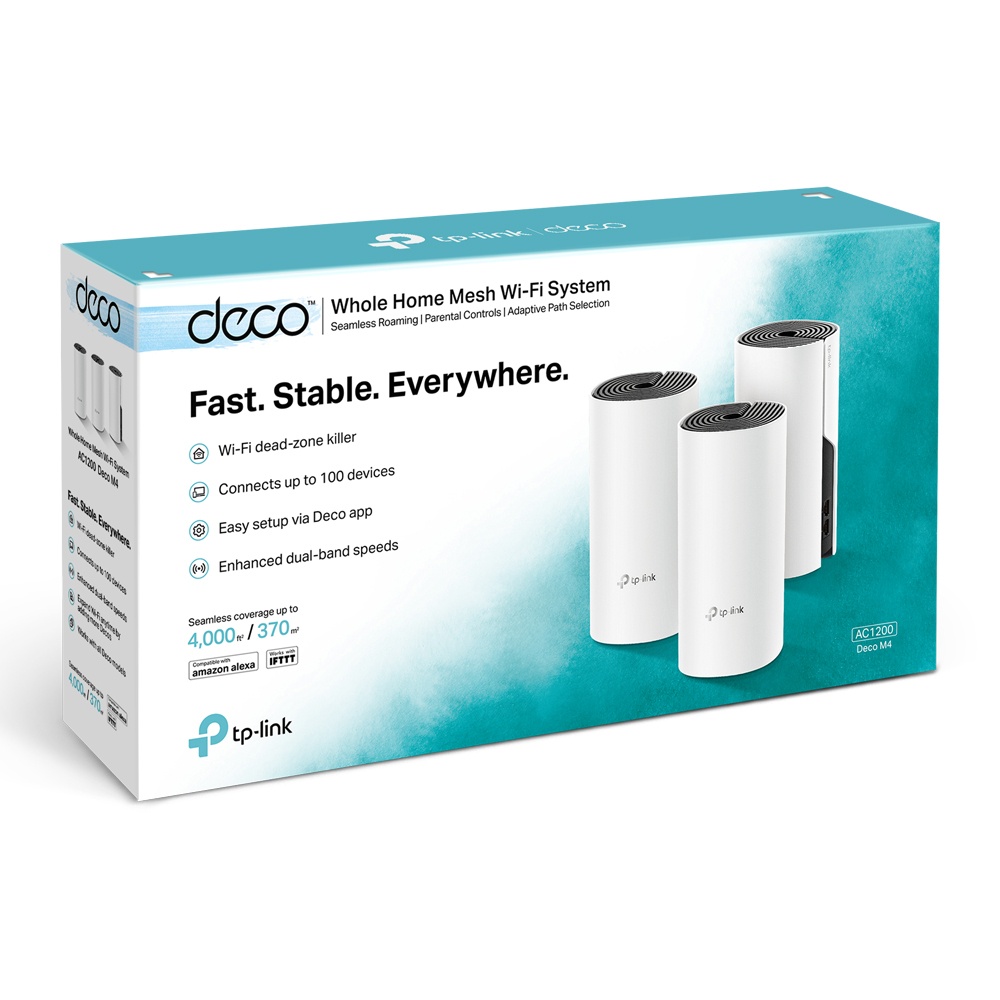 Tp-Link Deco M4 3 Pack AC1200 Whole Home Mesh Wi-Fi System