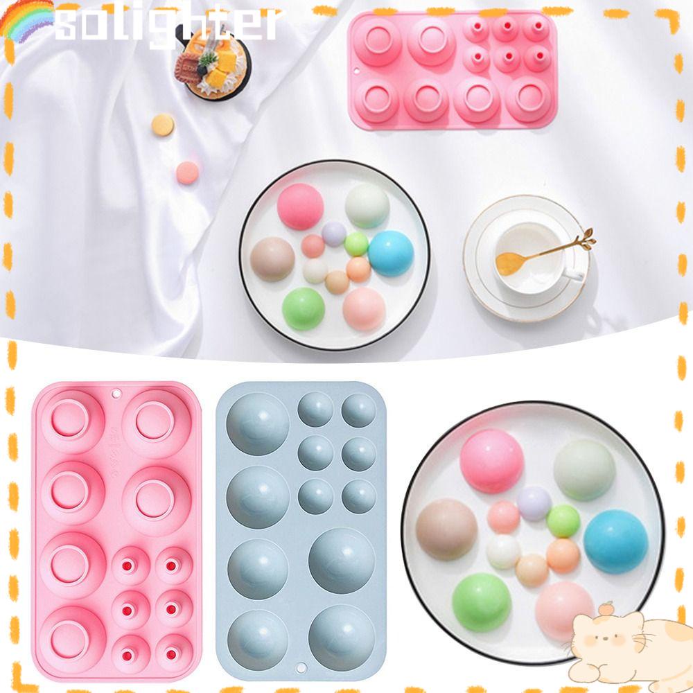 Solighter 3D Bola Bulat Handmade Sabun Cetakan Alat Dekorasi Kue Jelly Dome Silicone Cake Mold