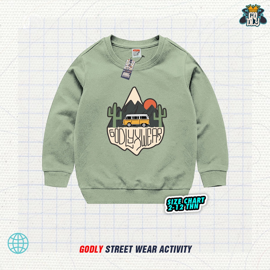 Crewneck Atasan Anak Sweater Motif Mountain / Crew Neck / Jaket Anak / Bahan Katun Fleece Sablon DTF / Bayar di Tempat