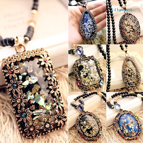 [LS] Colorful Shell Faux Opal Statement Bib Pendant Kalung Rantai Hadiah