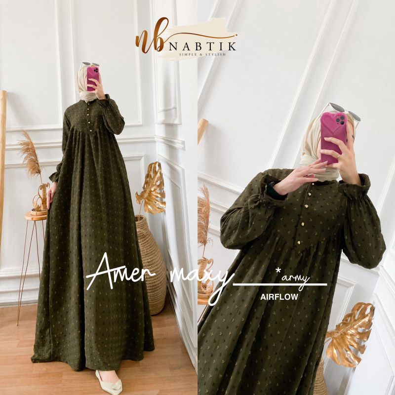 Neww gamis Ameir maxy gold button terlaris original by nabtik