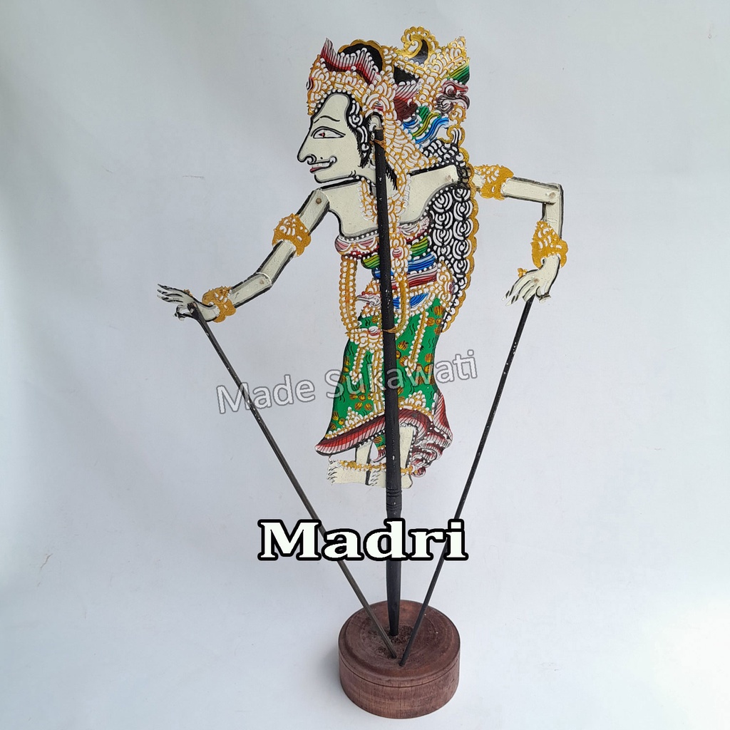 Kerajinan Wayang Bali bahan kulit sapi tangkai Kayu ukiran tangan handmade