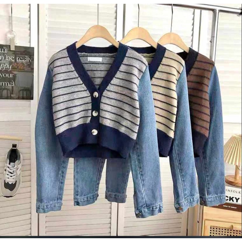 Cellina Cardigan Mix Denim IMPORT PREMIUM