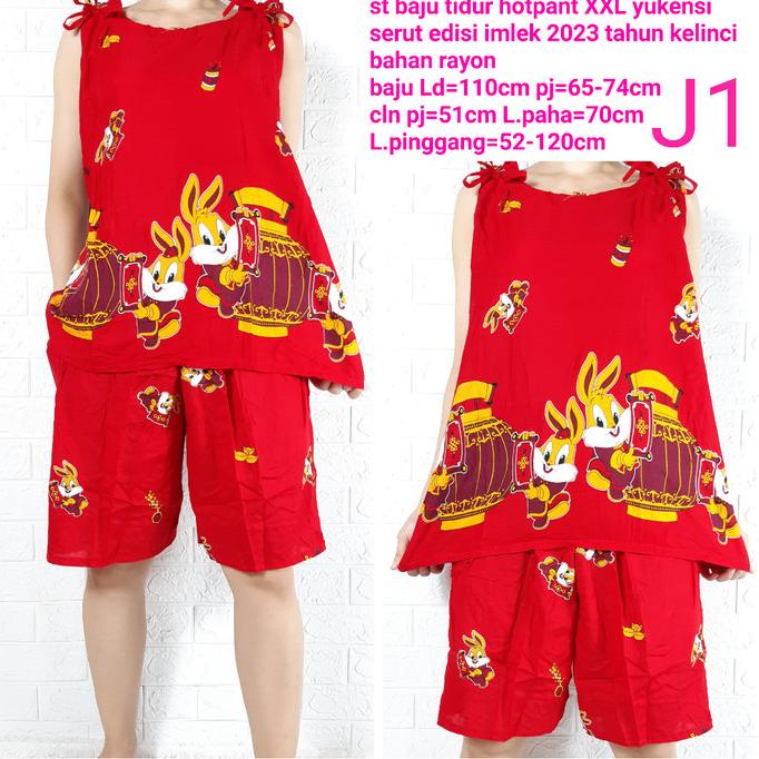 Baju Tidur Rayon Hotpant Yukensi Serut Xxl Imlek 2023 Tahun Kelinci