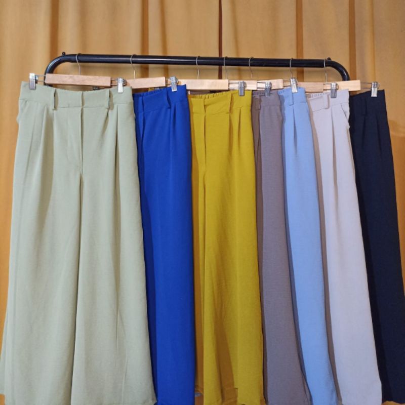 PROMO YORA LOOSE PANTS HIGHWAIST KULOT TROUSER CRINKLE PREMIUM