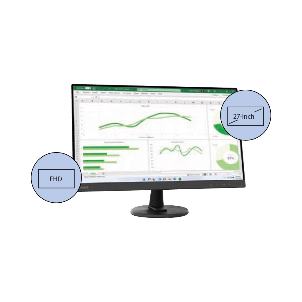 Monitor LED Lenovo D27-40 27&quot; 1080p VGA HDMI Vesa FreeSync