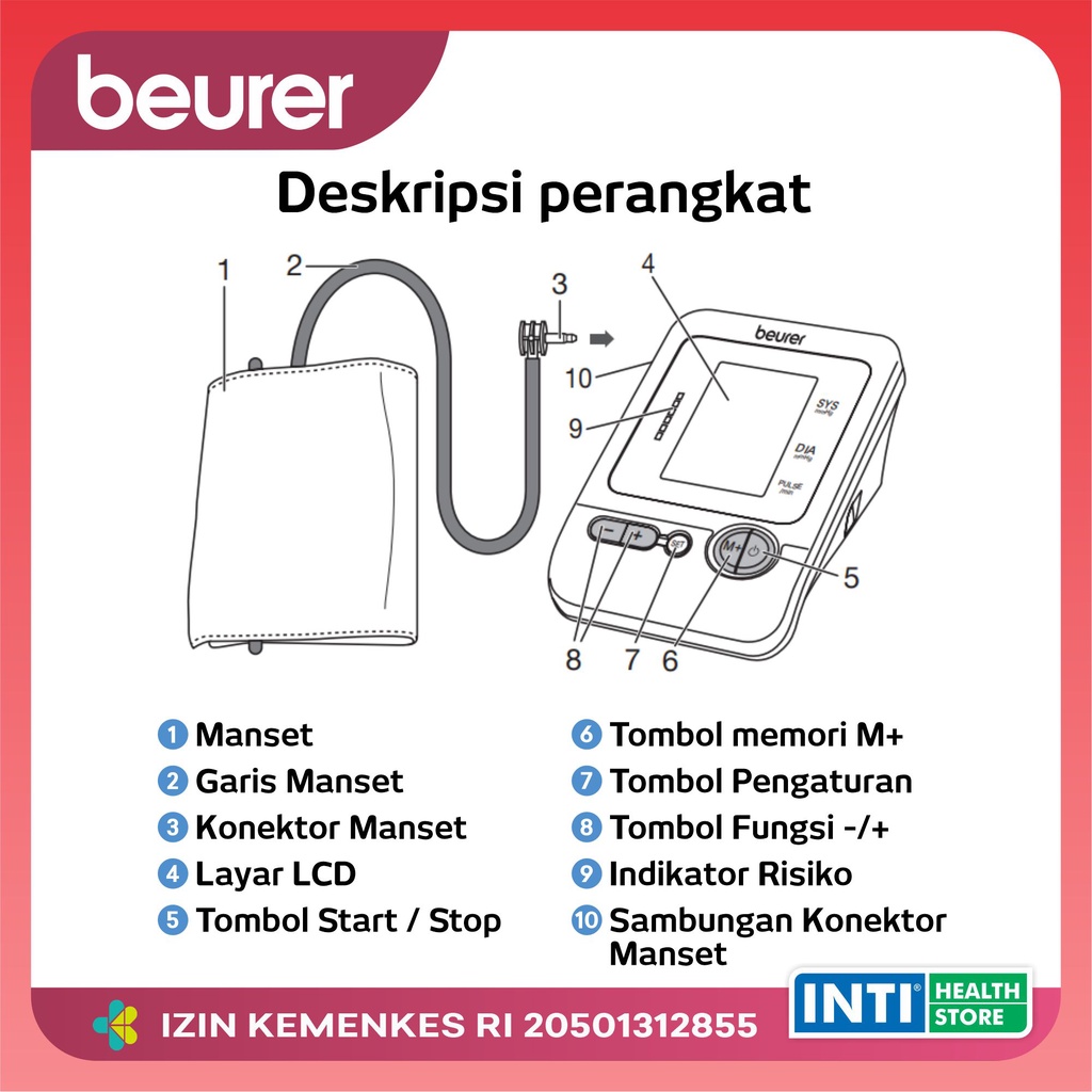 Beurer | Tensimeter Digital BM 26 | Tensi Digital Beurer | Tensimeter