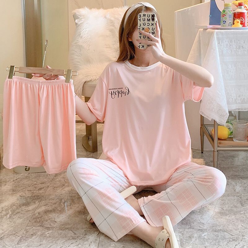 GROSIRTAS TG1483 Set Baju Tidur Wanita 3 IN 1 ALL SIZE Import Banyak Warna