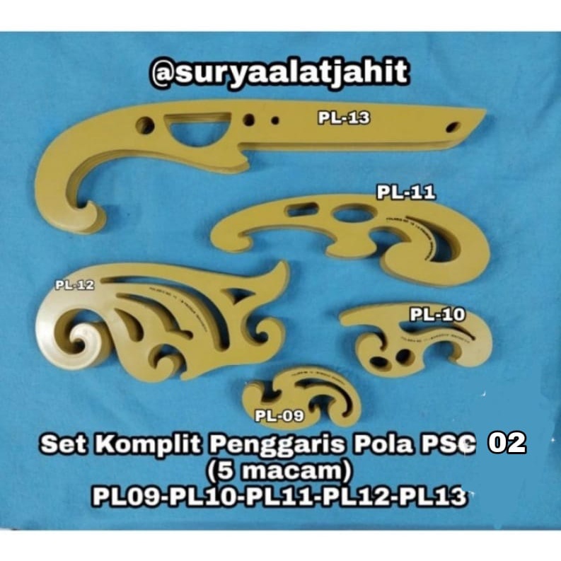 Set Komplit Penggaris Pola PSC-02 (1set=5 macam) =rp.45.000/1set