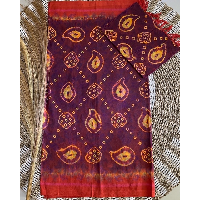 Sutra jumputan keong set Selendang