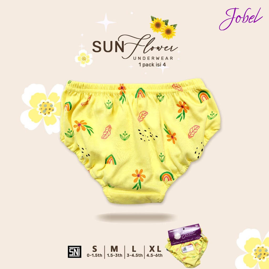 JOBEL UNDERWEAR SUN FLOWER BY KAZEL 4 PCS CELANA DALAM ANAK PEREMPUAN 0 - 6 TAHUN