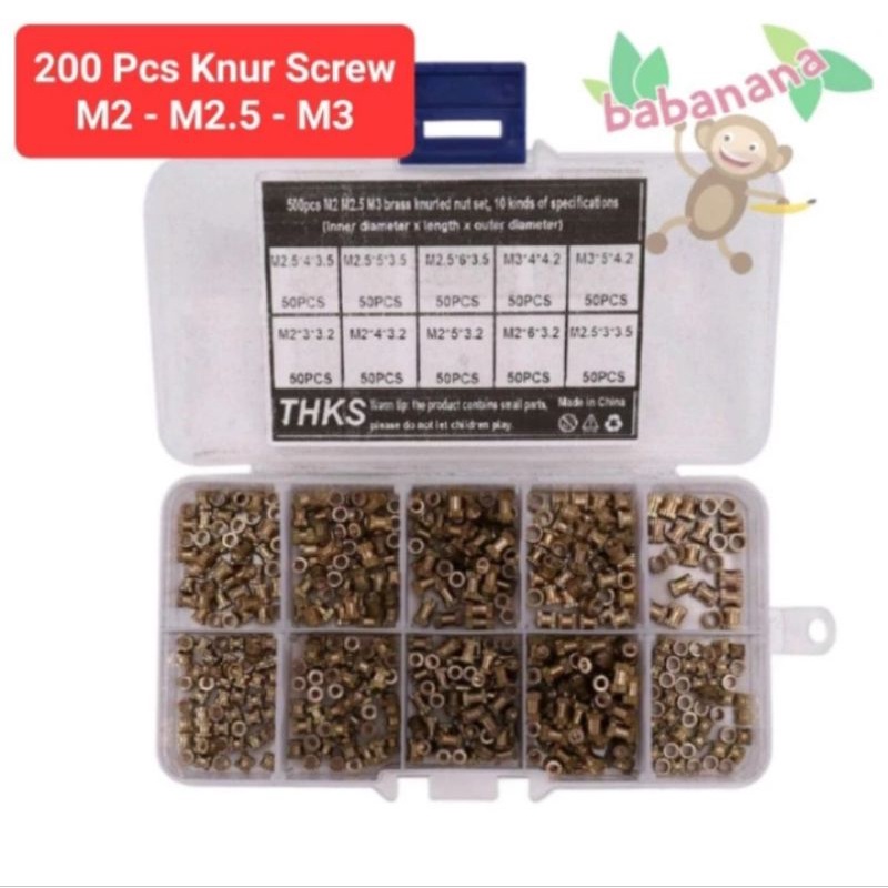 200pcs Knur Brass Screw Inseet Mur Tanam Nut Embedded Engsel Laptop