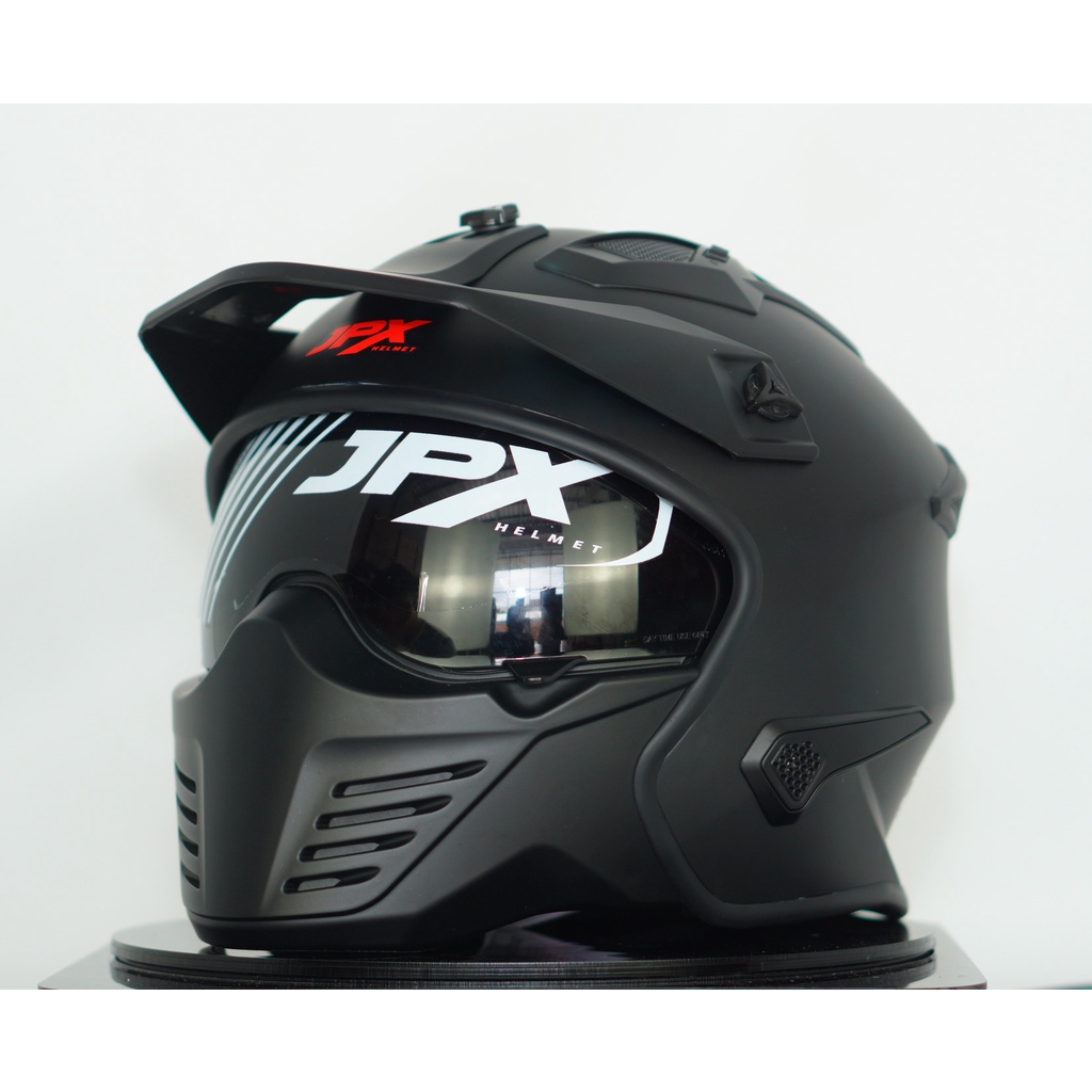 HELM JPX MX726R SOLID ORIGINAL | BLACK DOFF WHITE | MX726 R CROSSOVER MX 726R | JPX MX 726R