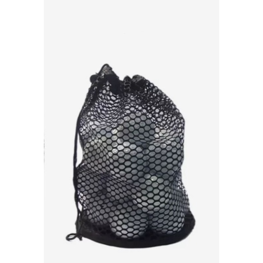 Tas jaring Nilon mesh tas jaring kantong tenis meja hitam portabel penyimpanan, gambar tali penutup golf ball