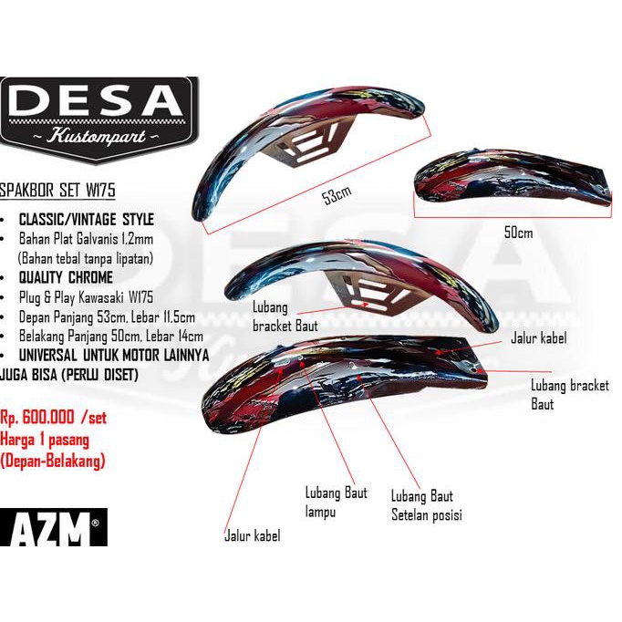 Spakbor Kawasaki W175 Set Custom
