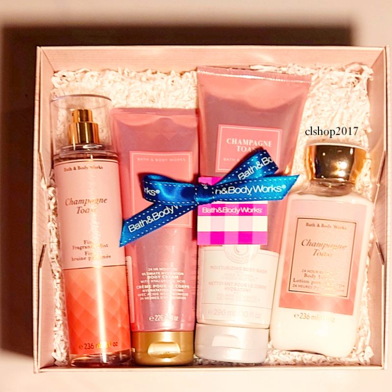 BBW CHAMPAGNE TOAST FULL SIZE GIFT SET PAKET BATH &amp; BODY WORKS