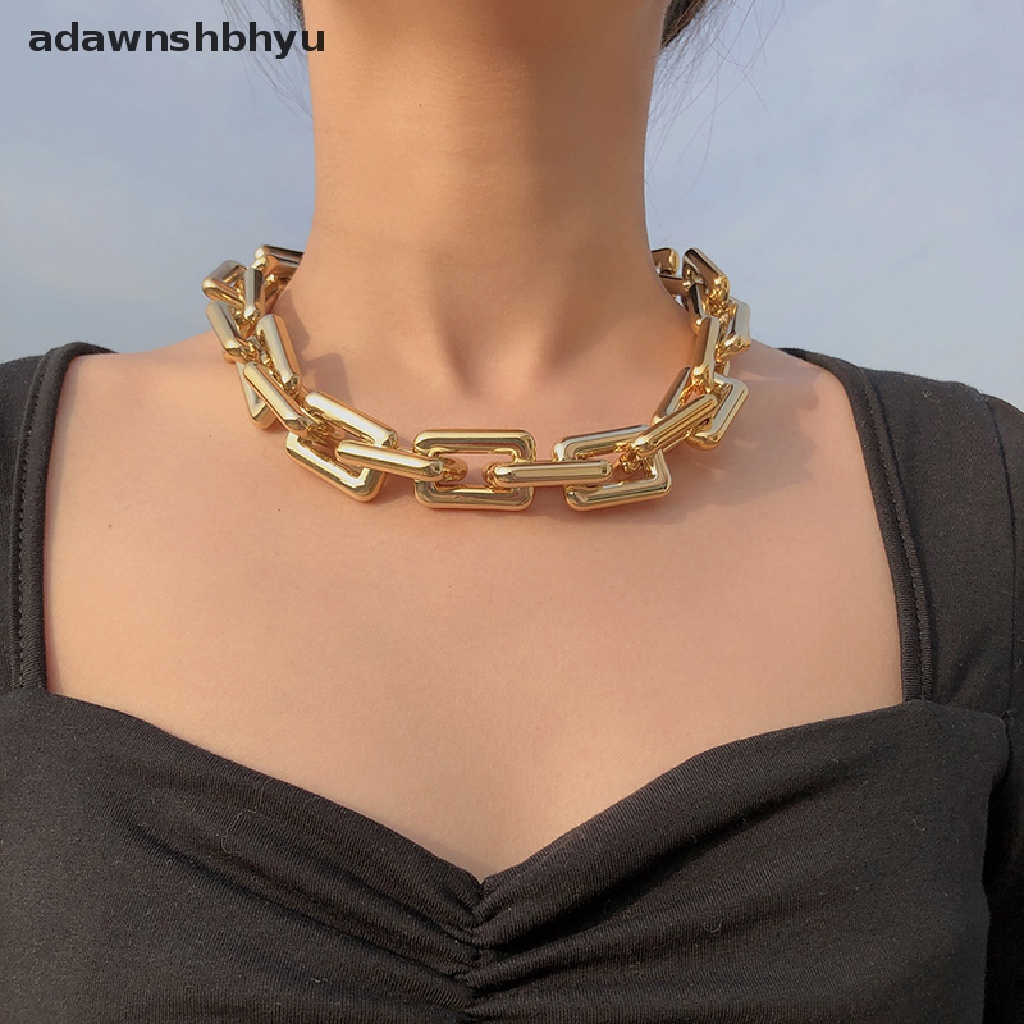 Adawnshbhyu Punk Hip Hop Choker Kalung Rantai Chunky Statement Fashion Charm Jewelry ID