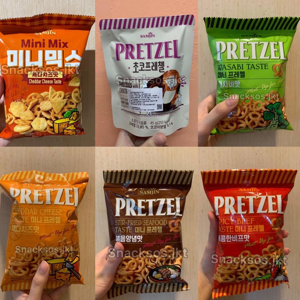 

[KODE PRODUK YMABY5480] SAMJIN PRETZEL CHEDDAR CHEESE TASTE / SPICY BEEF / STIR-FRIED SEAFOOD / WASABI / SAMJIN MINI MIX CHEDDAR