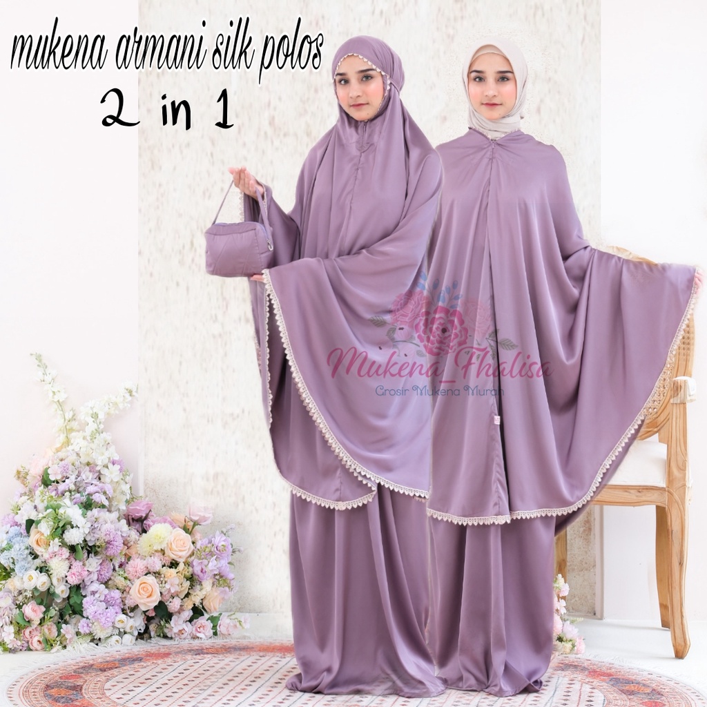 MUKENA ARMANISILK PREMIUM POLOS 2 IN 1 TRAVELLING SIZE