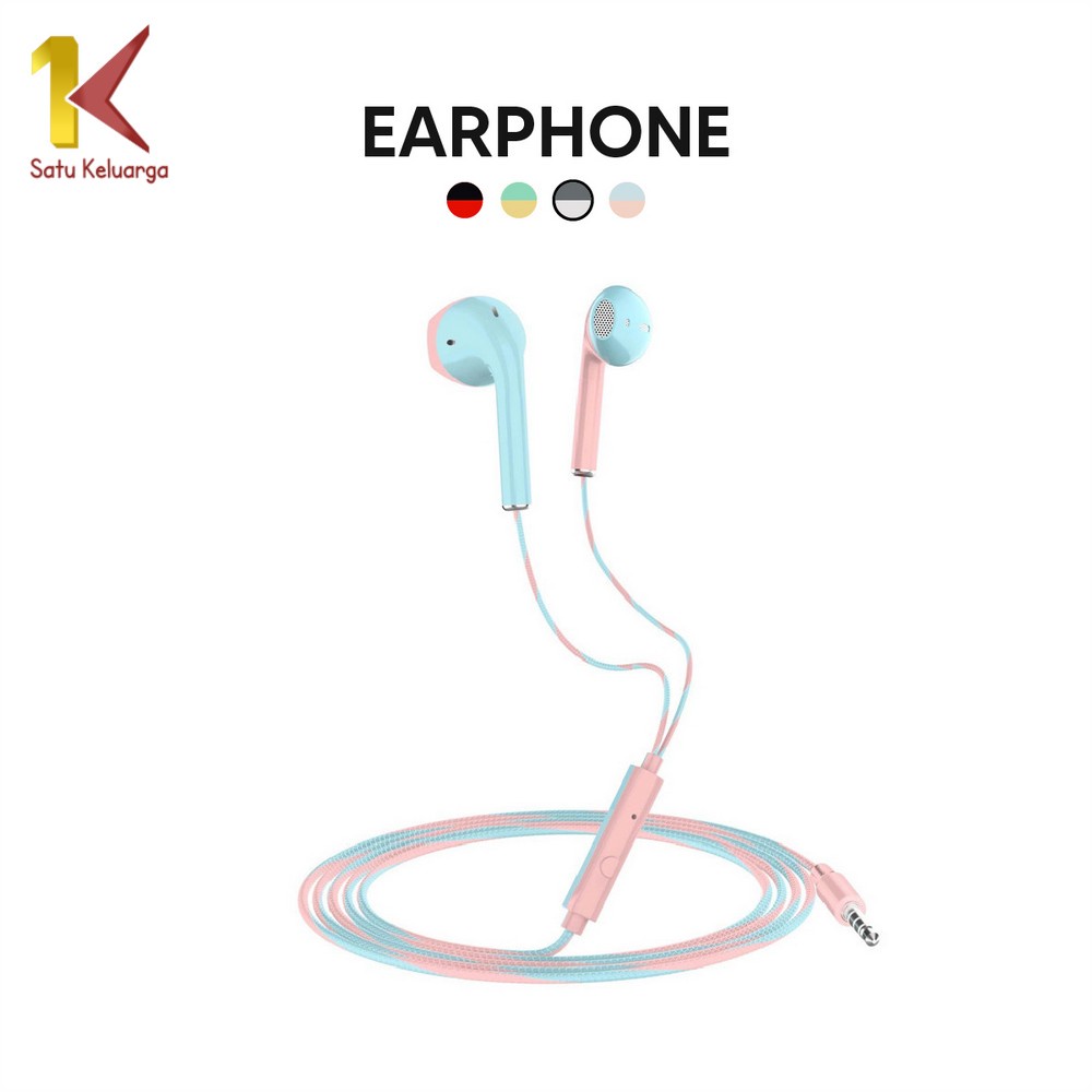 Satu Keluarga Headset Macaron Earphone Dua Warna C517 Hedset Handsfree Musik U24 Superbass Musik Ext