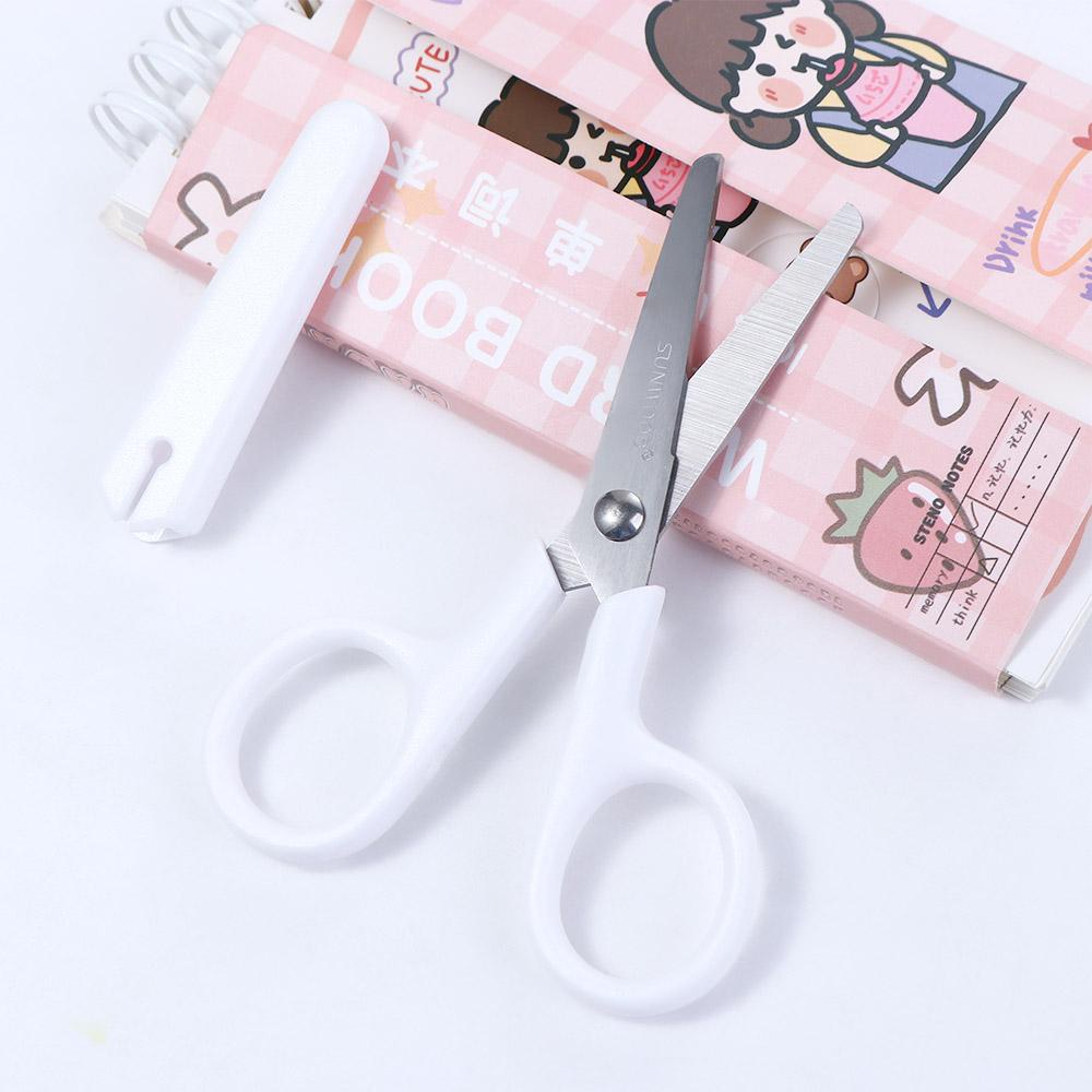 Lanfy Scissor Portable Safety Mini Untuk Kertas Dengan Penutup Siswa Gunting Mungil Putih