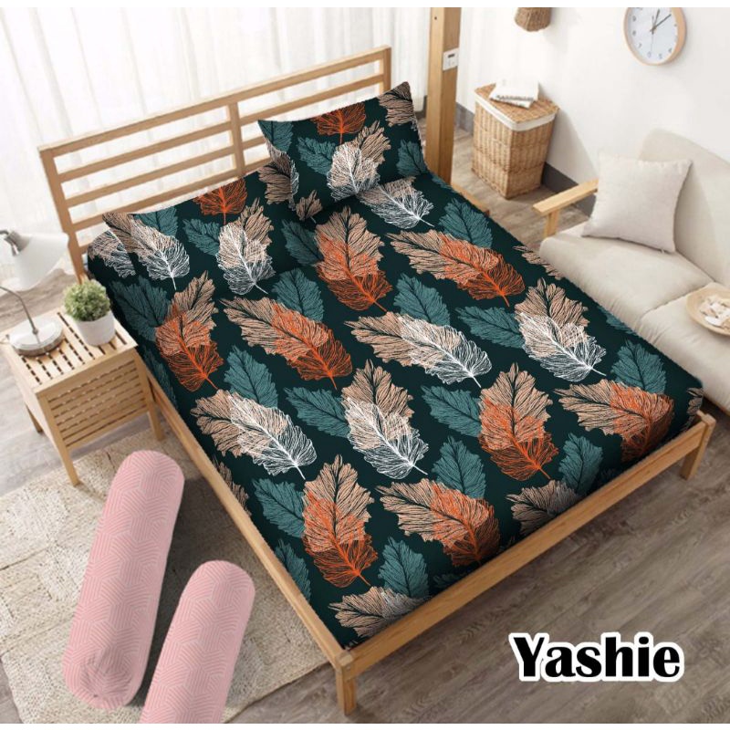 Sprei 180×200 160×200 Motif Daun Anti Geser Sprei Homemade Sarung Bantal Kamar Tidur Sprei Premium P