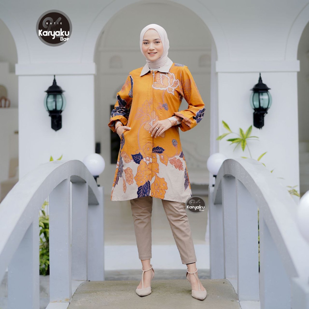 Baju Batik Wanita Modern Atasan Tunik Batik Kerja Wanita Kantor Baju Batik Wanita dan Pria Batik Seragam M L XL XXL