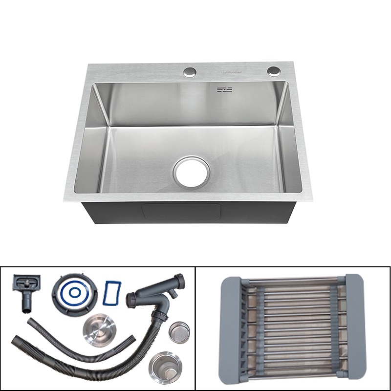 Bak Cuci Piring 1 Bowl Besar Original / Kitchen Sink Model / Paket Lengkap Kitchen Sink - Stainless steel 201 - Komplit Set