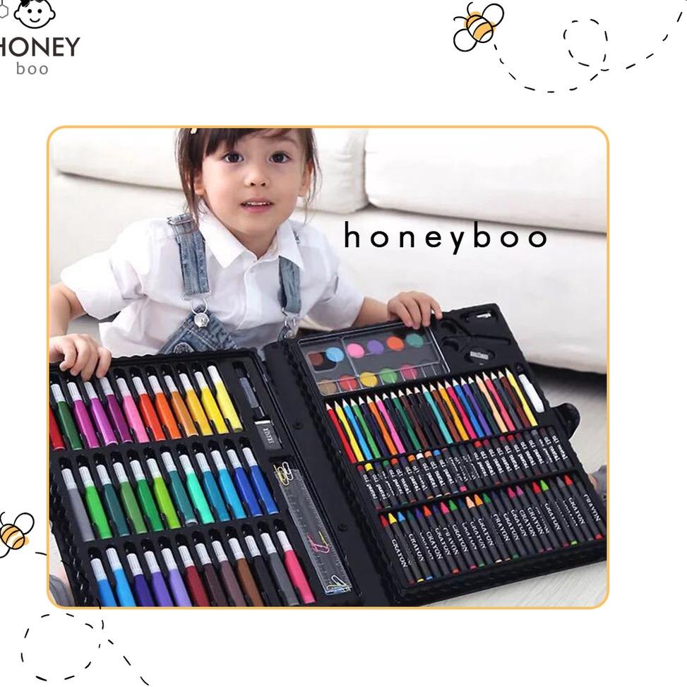 

(G-K-I-➸) Honey Boo - Krayon Anak Set Koper 150 in 1 Crayon Full Alat Melukis Mewarnai Set proses cepat