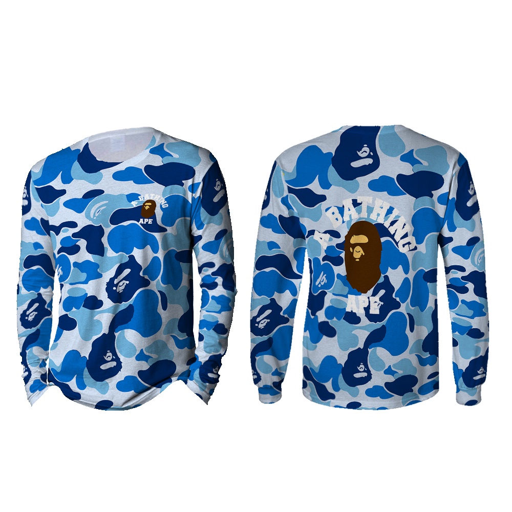 [TiniShop] Kaos Karakter Pria Keren / TShirt Pria A Bathing Ape Bape Lengan Panjang FullPrint