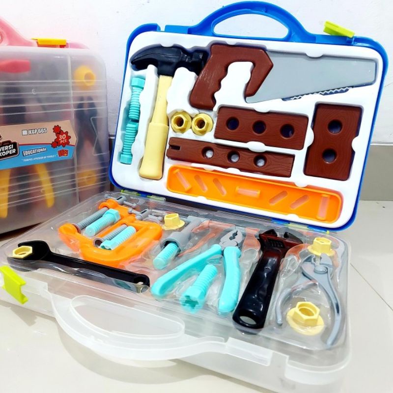 Mainan Arsitek Cilik Koper - Perkakas Tools Set Pertukangan Box Anak Laki Cowok