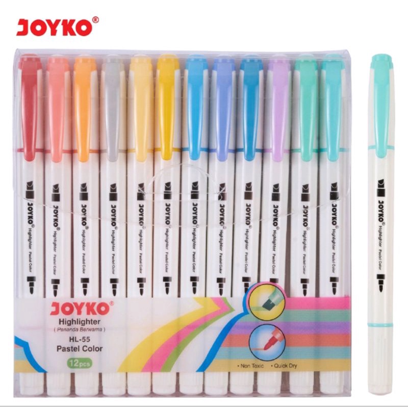 

(1 Set/12 Warna) GROSIR Highlighter Joyko HL-55 / Penanda Berwarna Joyko HL 55 (1 Set/12)