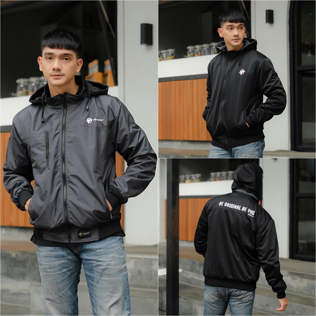 Jaket Wp Taslan Hoodie Pria Waterproof Anti Air
